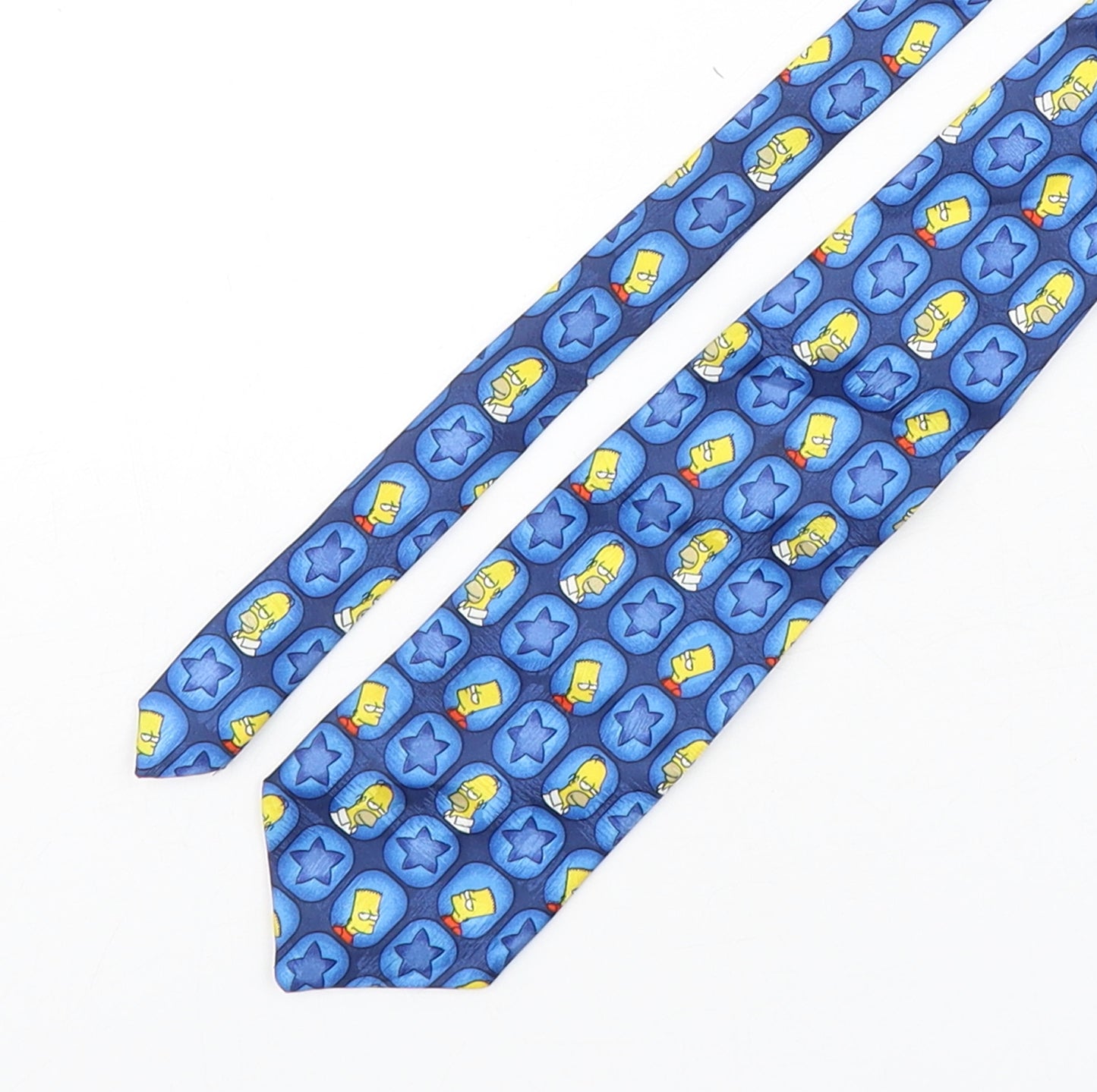 The Simpsons  Mens Blue Geometric Polyester Pointed Tie One Size