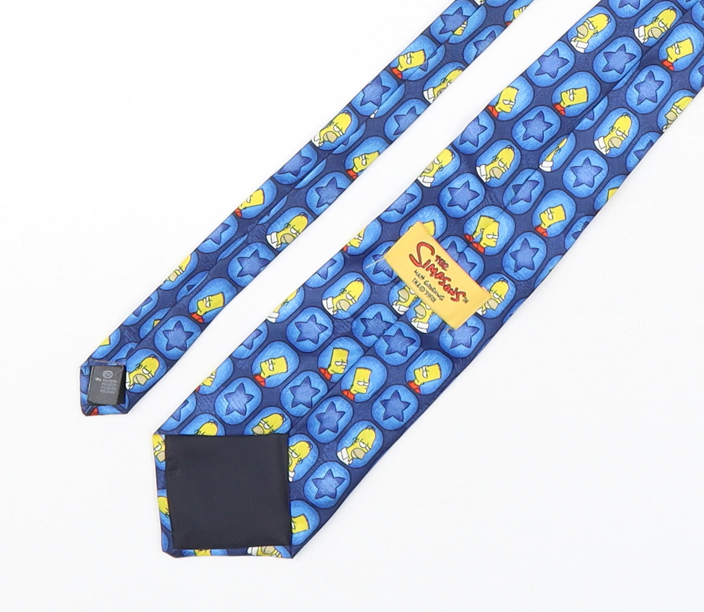 The Simpsons  Mens Blue Geometric Polyester Pointed Tie One Size