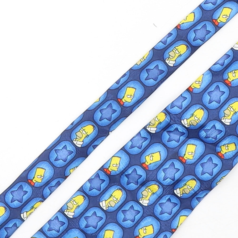 The Simpsons  Mens Blue Geometric Polyester Pointed Tie One Size