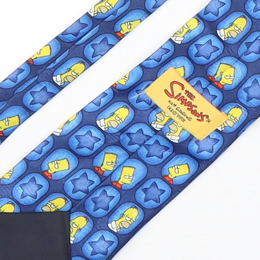 The Simpsons  Mens Blue Geometric Polyester Pointed Tie One Size