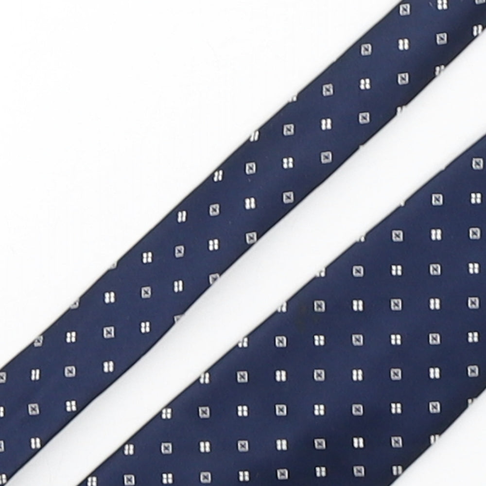 Austin Reed Mens Blue Geometric Polyester Pointed Tie One Size