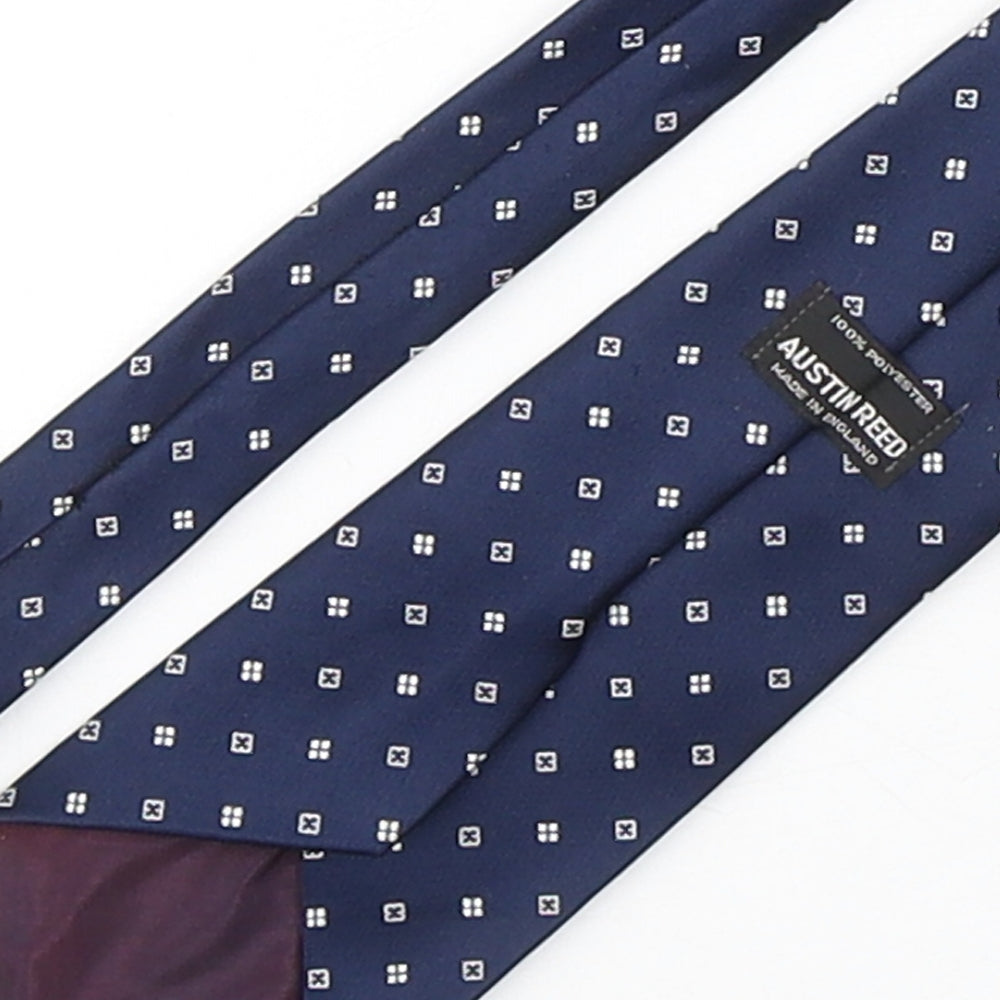 Austin Reed Mens Blue Geometric Polyester Pointed Tie One Size