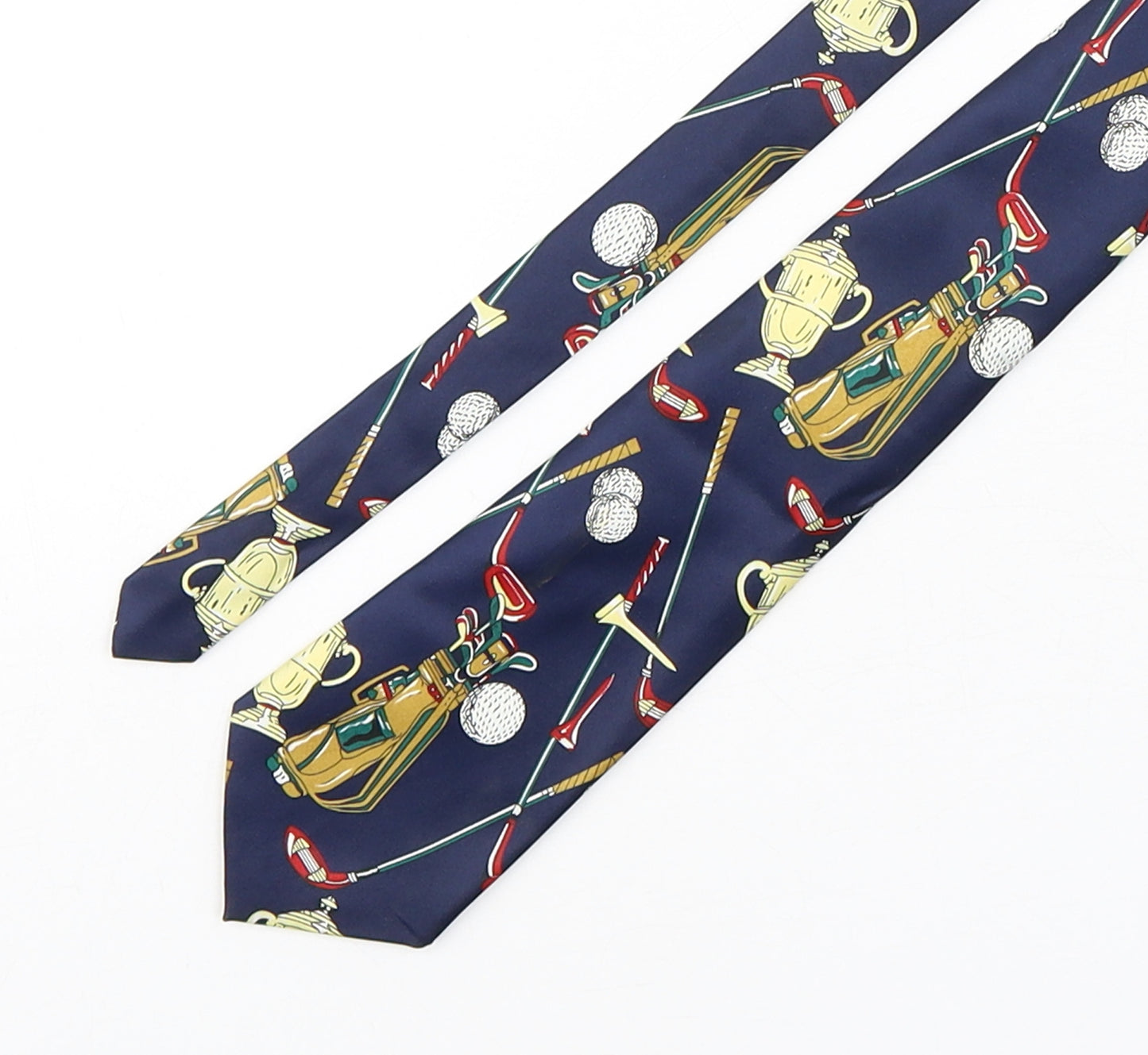 Rene Chagal Mens Multicoloured Geometric Silk Pointed Tie One Size - Golfing