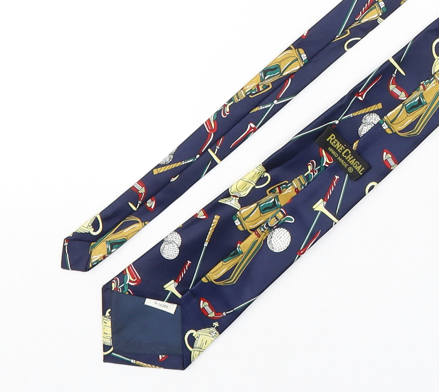 Rene Chagal Mens Multicoloured Geometric Silk Pointed Tie One Size - Golfing