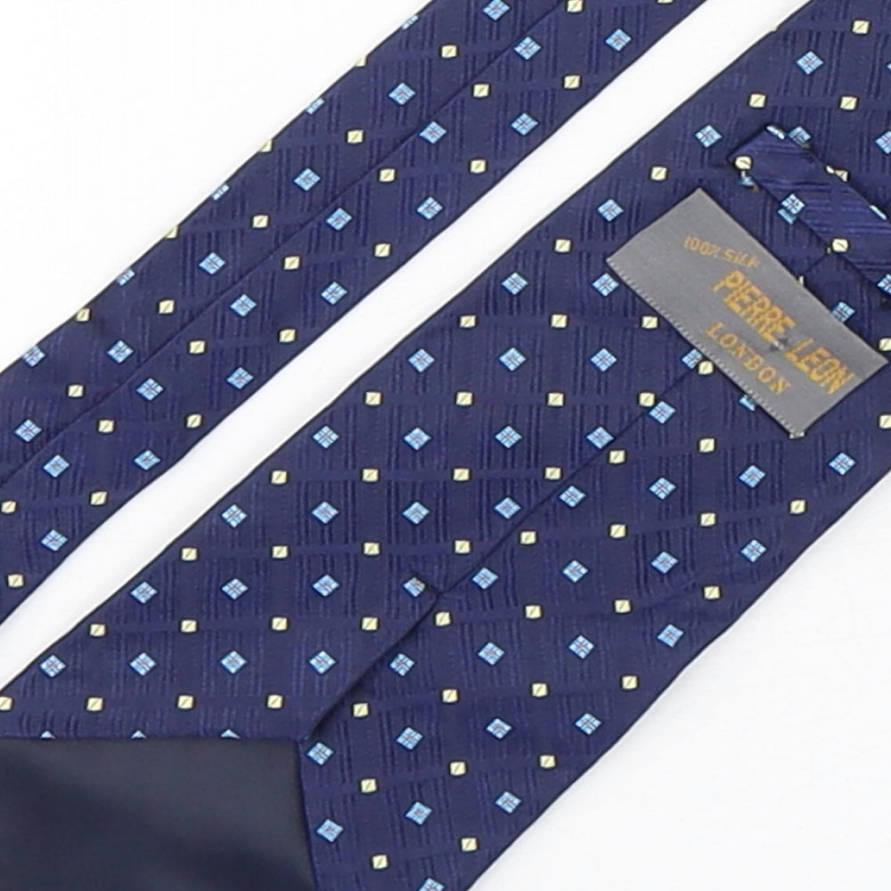Pierre Leon  Mens Multicoloured Geometric Silk Pointed Tie One Size