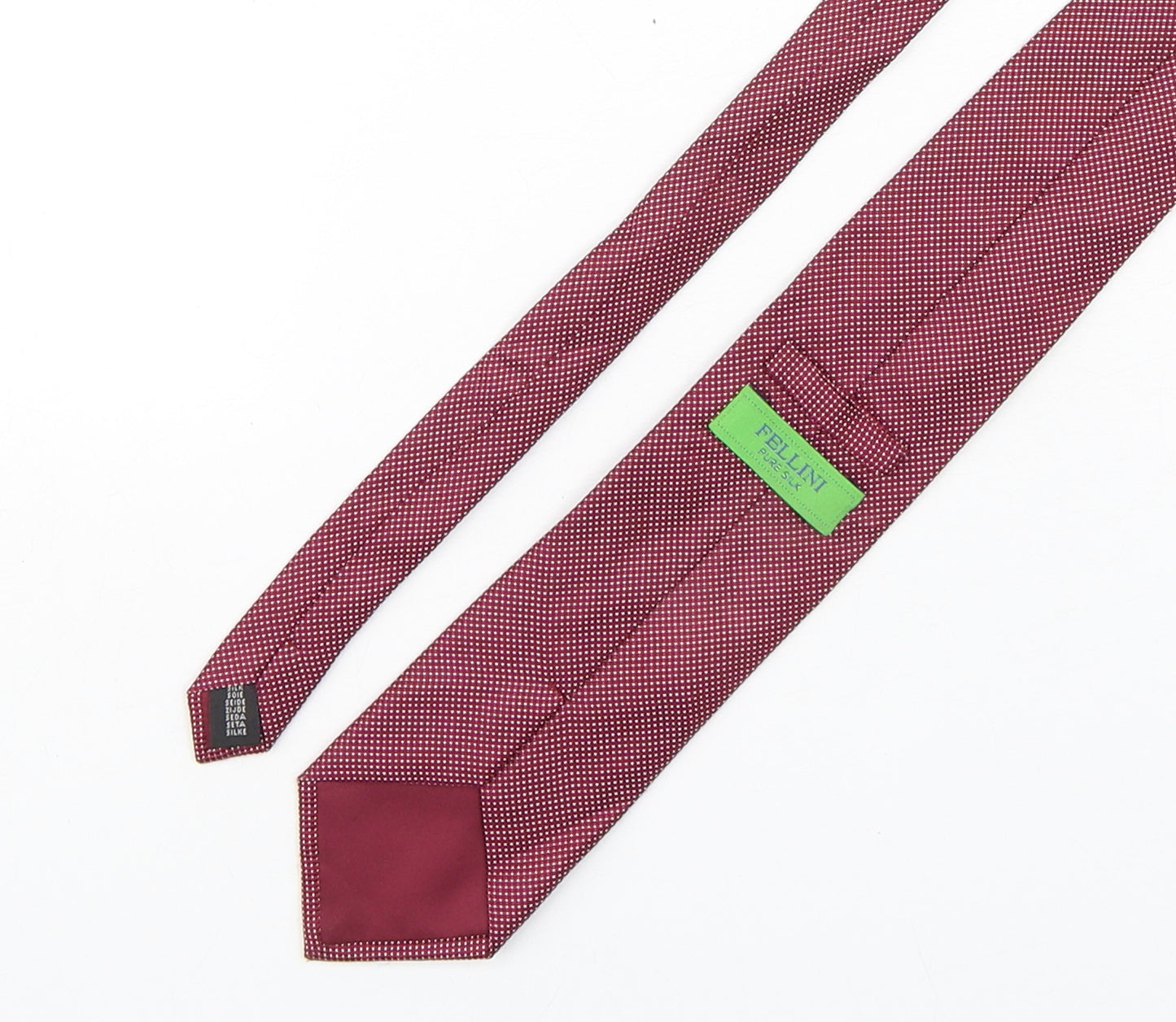 Fellini Mens Red Plaids & Checks Silk Pointed Tie One Size