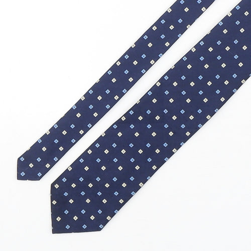 Smith & Rutherford Mens Blue Geometric Silk Pointed Tie One Size