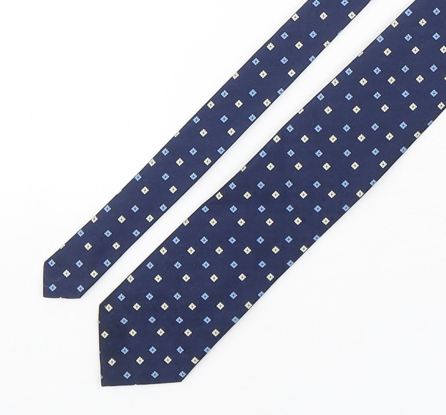 Smith & Rutherford Mens Blue Geometric Silk Pointed Tie One Size