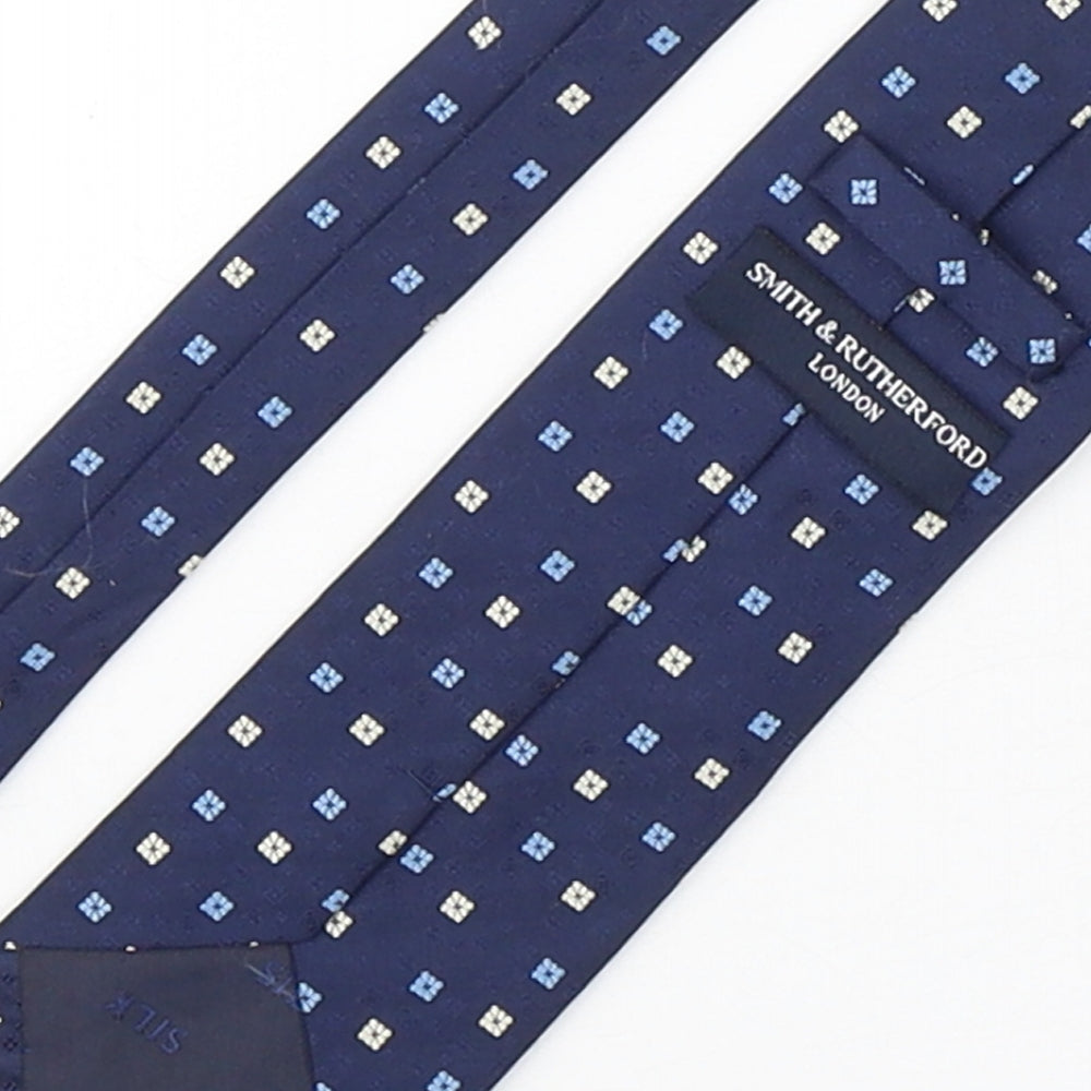 Smith & Rutherford Mens Blue Geometric Silk Pointed Tie One Size