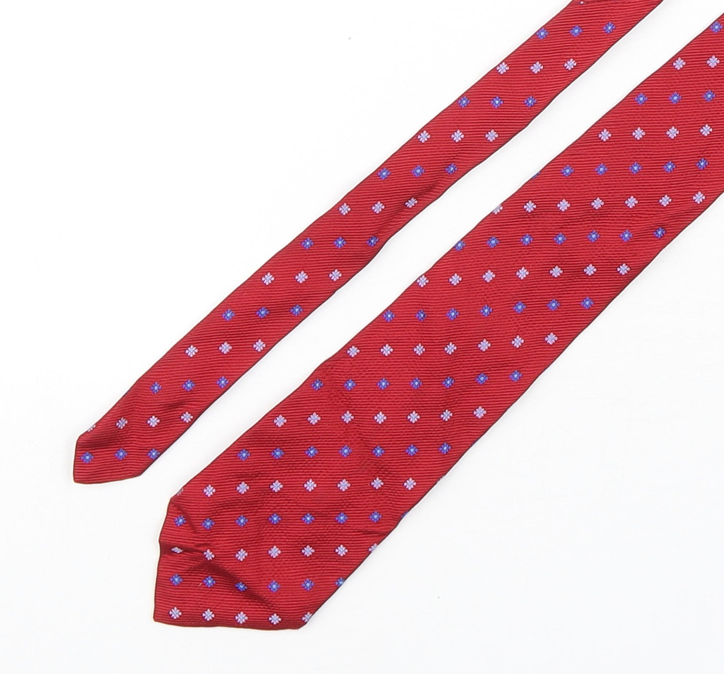 Austin Reed Mens Red Geometric Silk Pointed Tie One Size