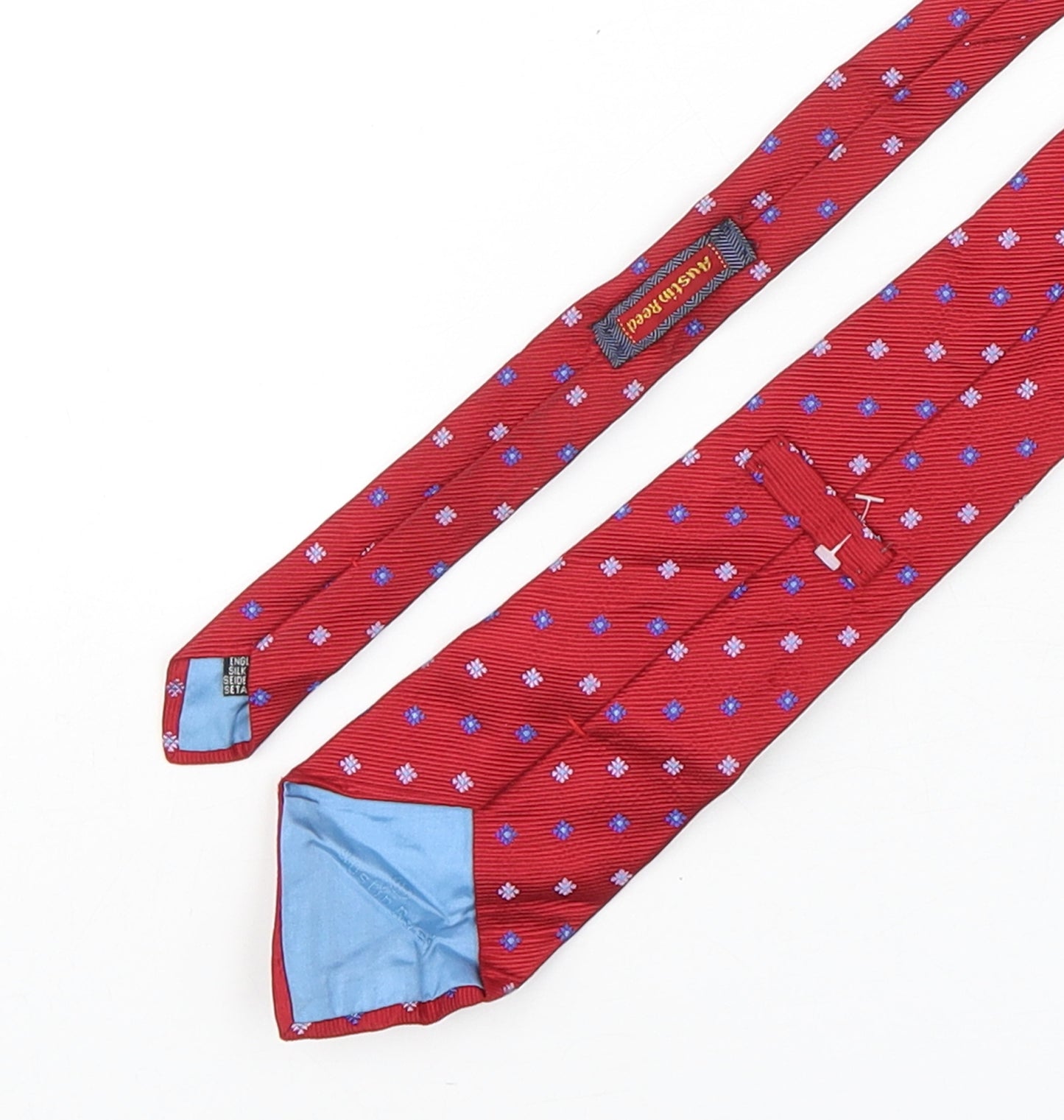 Austin Reed Mens Red Geometric Silk Pointed Tie One Size