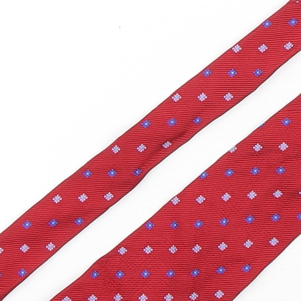 Austin Reed Mens Red Geometric Silk Pointed Tie One Size