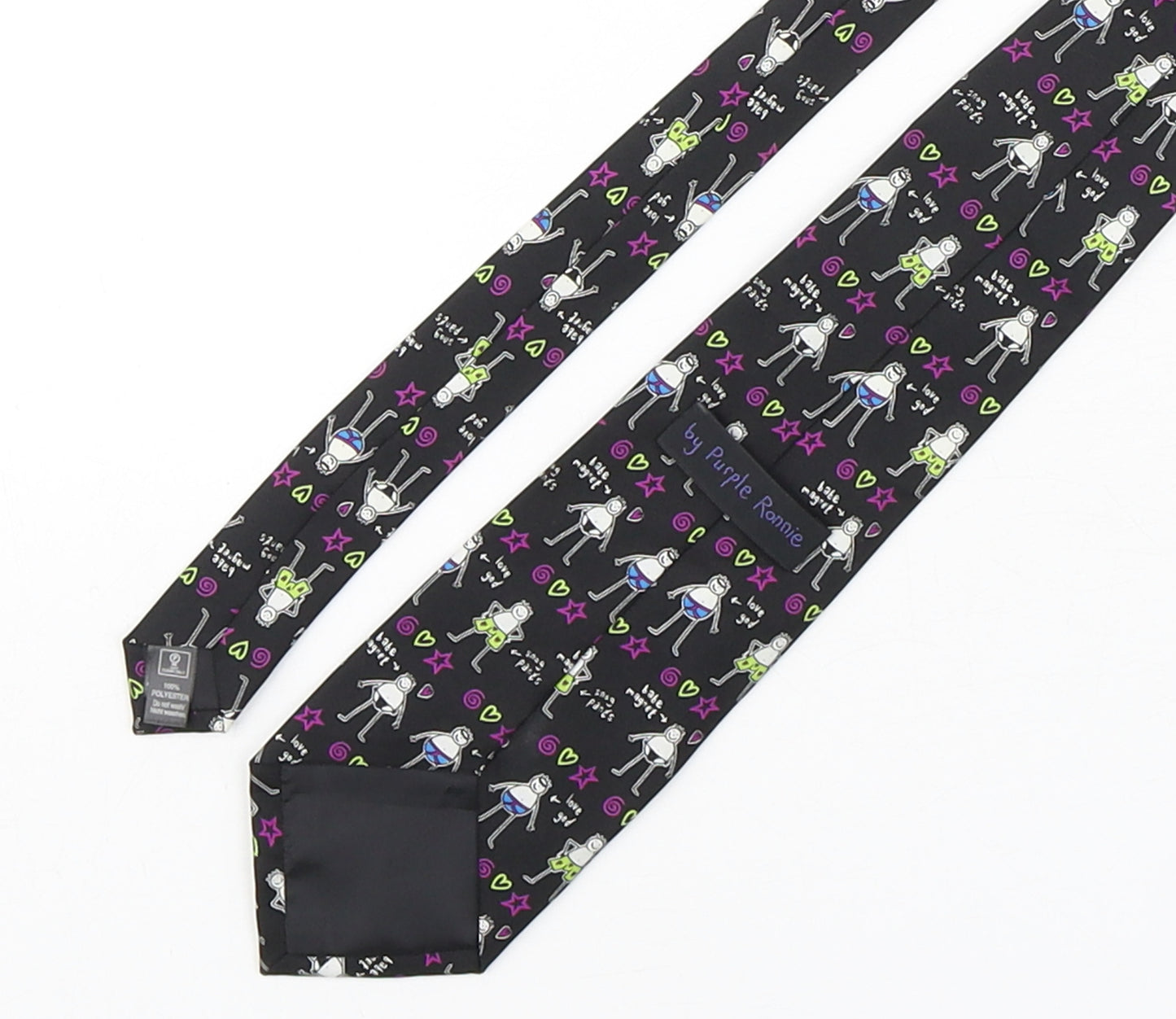 Purple Ronnie  Mens Multicoloured Geometric Polyester Pointed Tie One Size