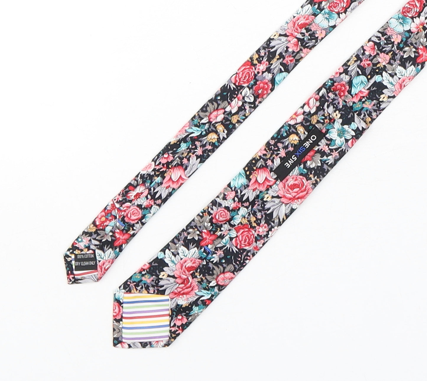 OneSix5ive Mens Multicoloured Floral Cotton Pointed Tie One Size