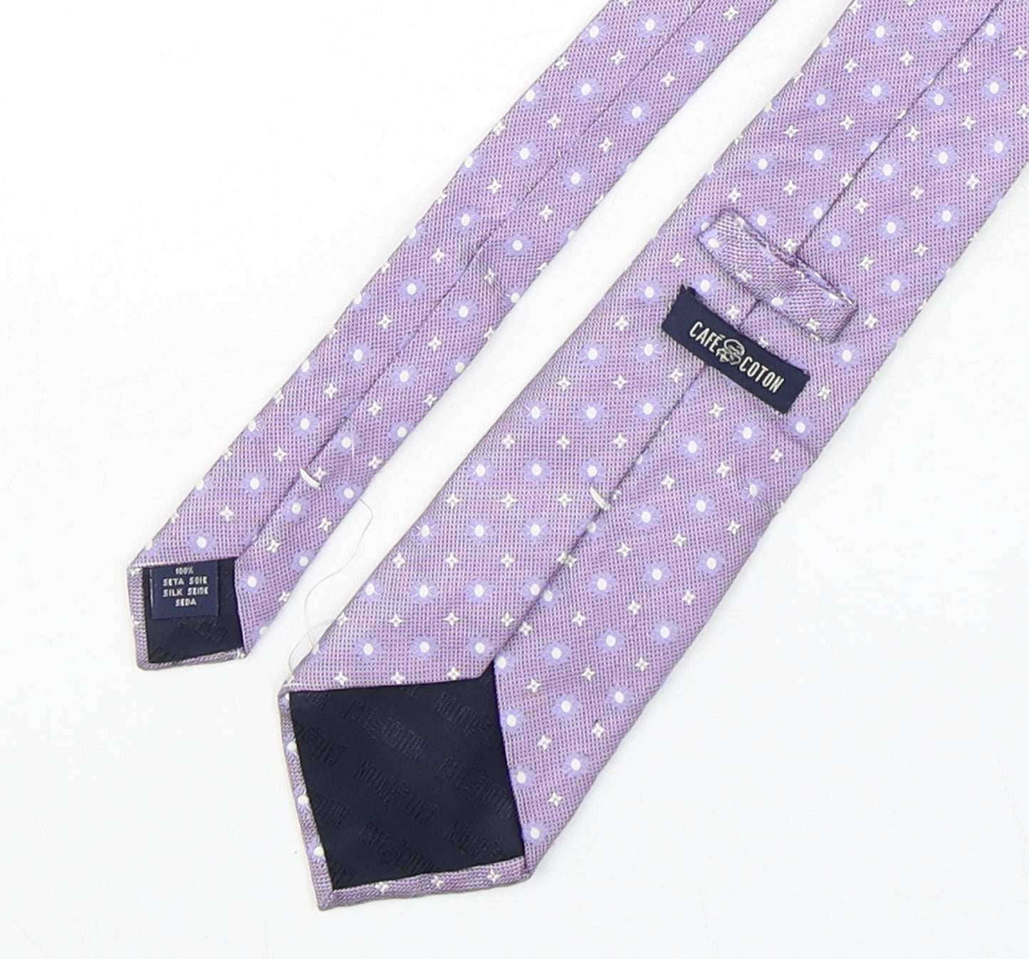 Cafe Coton  Mens Purple Geometric Silk Pointed Tie One Size