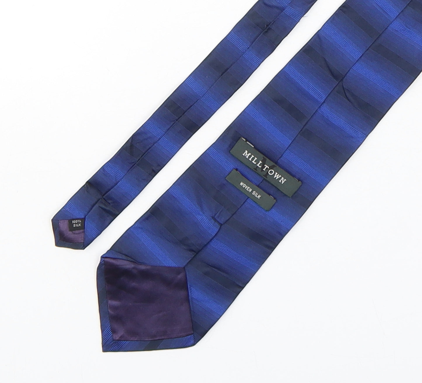 Milltown Mens Blue Striped Silk Pointed Tie One Size