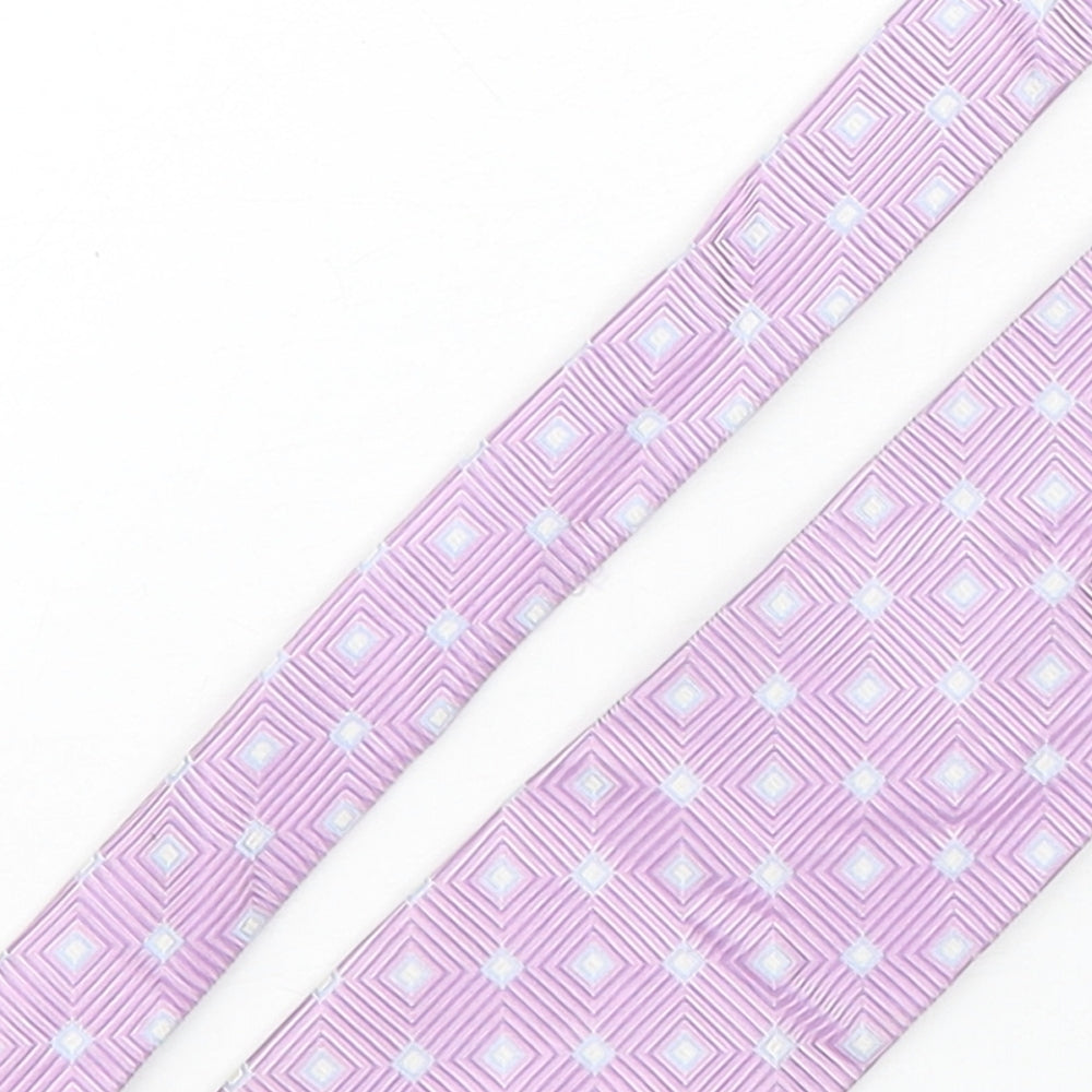 Racing Green  Mens Pink Geometric Silk Pointed Tie One Size