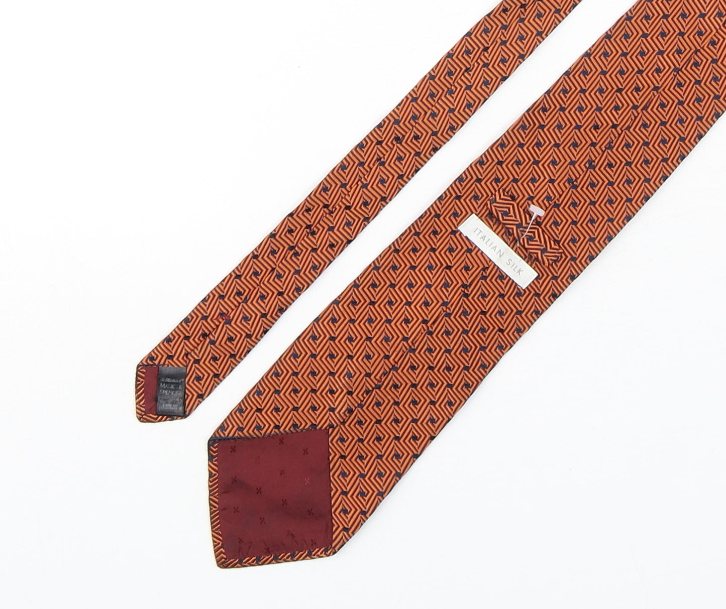Marks and Spencer Mens Bronze Geometric Silk Pointed Tie One Size