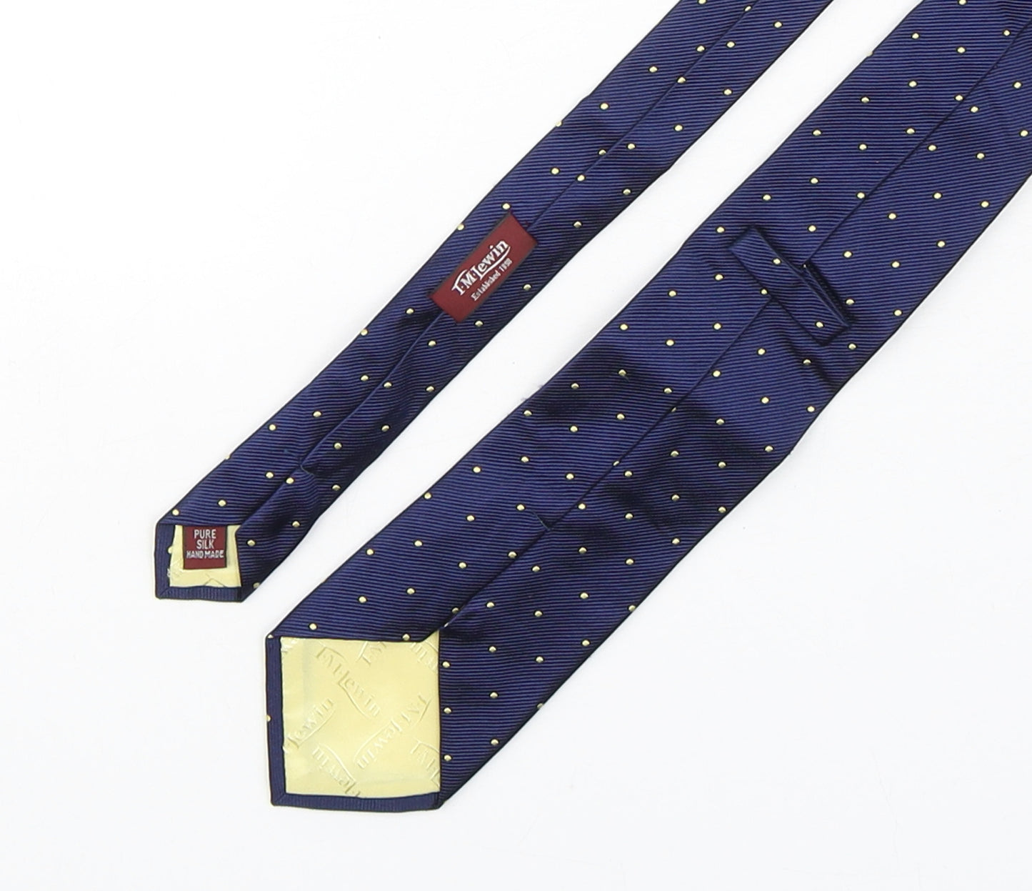 T.M.Lewin Mens Blue Polka Dot Silk Pointed Tie One Size