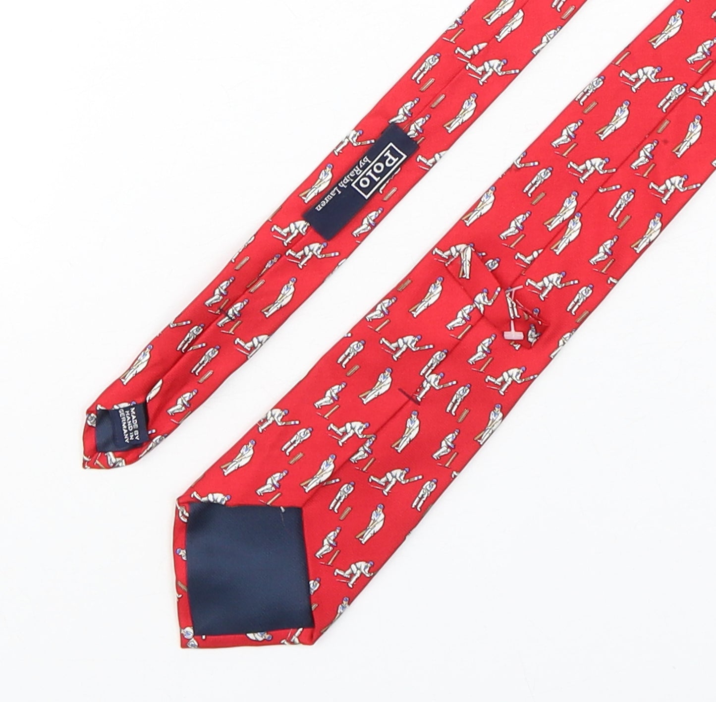 Polo Ralph Lauren Mens Red Geometric Silk Pointed Tie One Size - Cricket