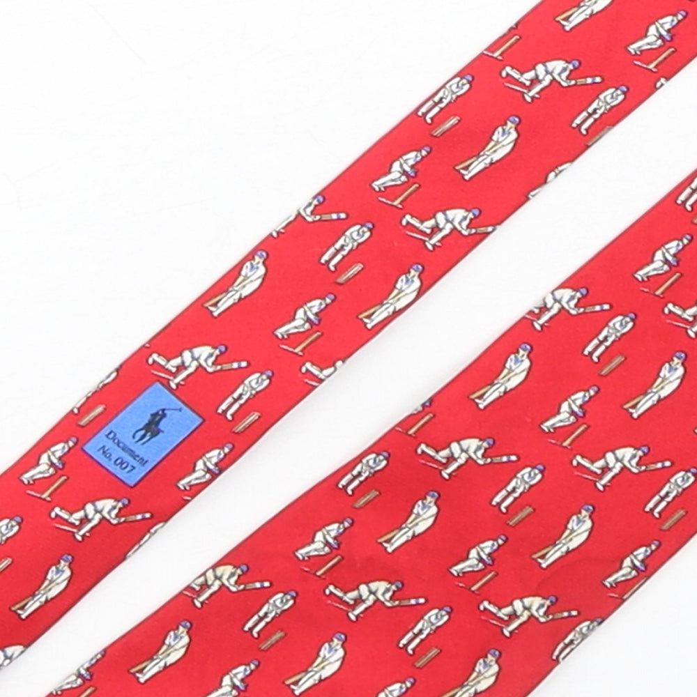 Polo Ralph Lauren Mens Red Geometric Silk Pointed Tie One Size - Cricket