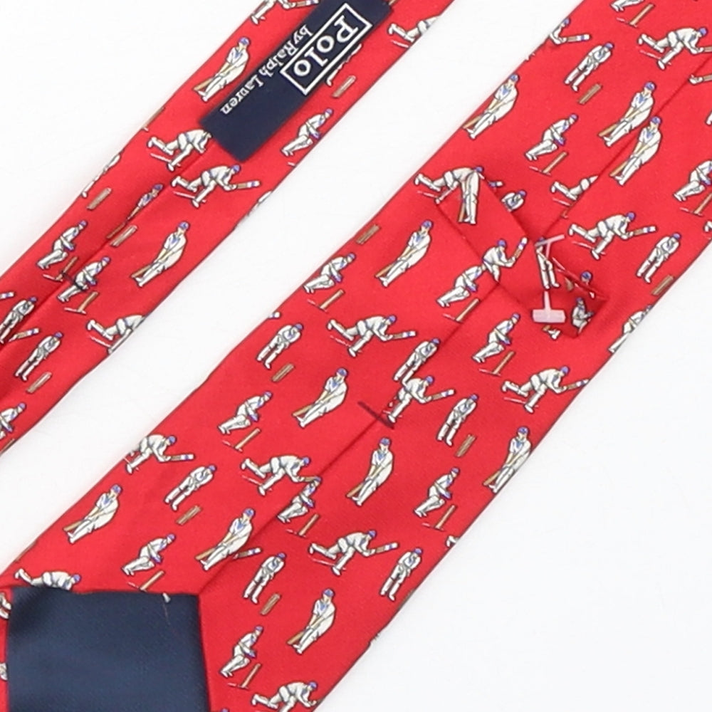 Polo Ralph Lauren Mens Red Geometric Silk Pointed Tie One Size - Cricket