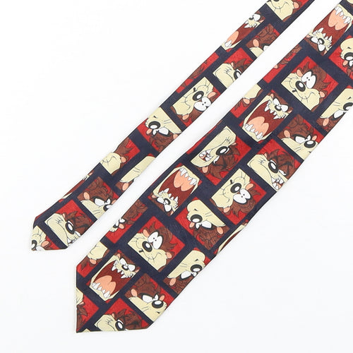 Marks and Spencer Mens Multicoloured Geometric Polyester Pointed Tie One Size - Tasmanian Devil