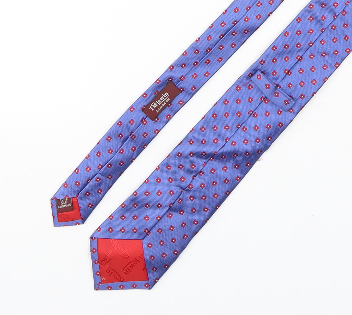 T.M.Lewin  Mens Blue Floral Silk Pointed Tie One Size