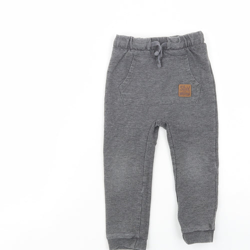 So Cute Boys Grey  Cotton Jogger Trousers Size 2-3 Years  Regular Drawstring