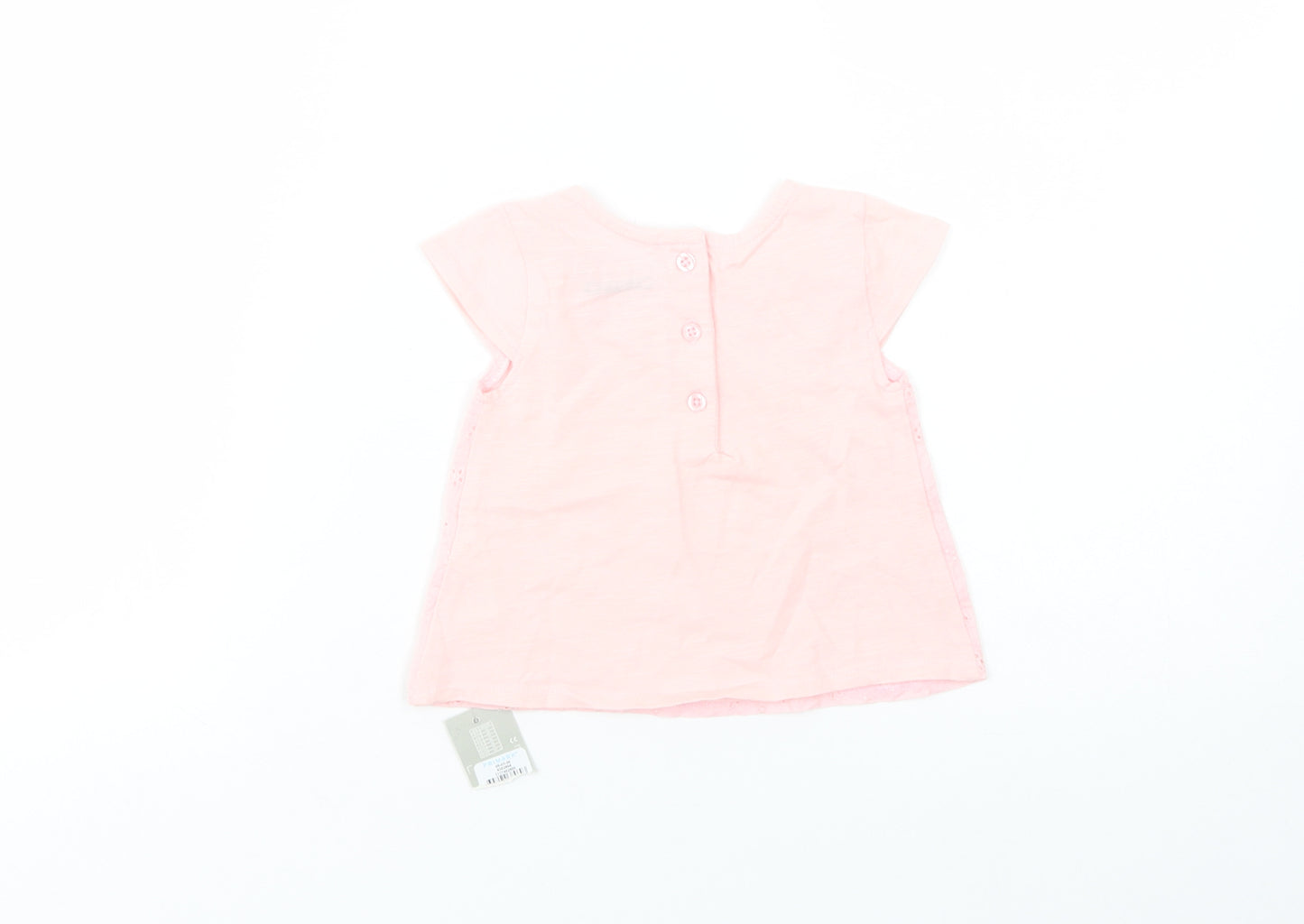 Primark Baby Pink  Cotton Basic Blouse Size 9-12 Months Crew Neck Button
