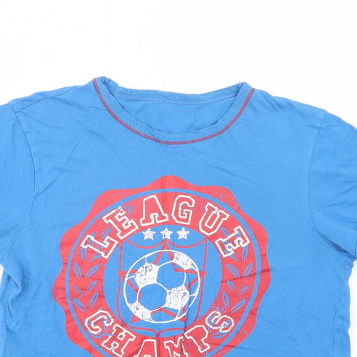 F&F Boys Blue  Cotton Basic T-Shirt Size 11-12 Years Crew Neck Pullover - Football