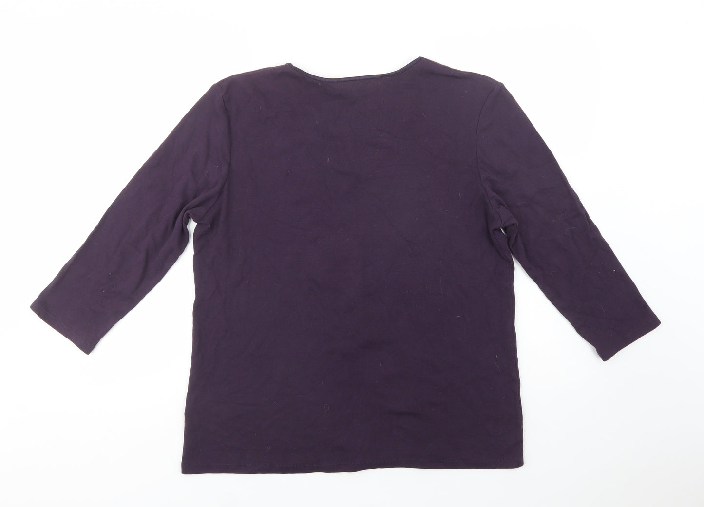 Dunnes Stores Womens Purple  Cotton Basic Blouse Size 20 V-Neck