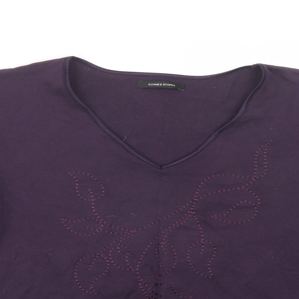 Dunnes Stores Womens Purple  Cotton Basic Blouse Size 20 V-Neck