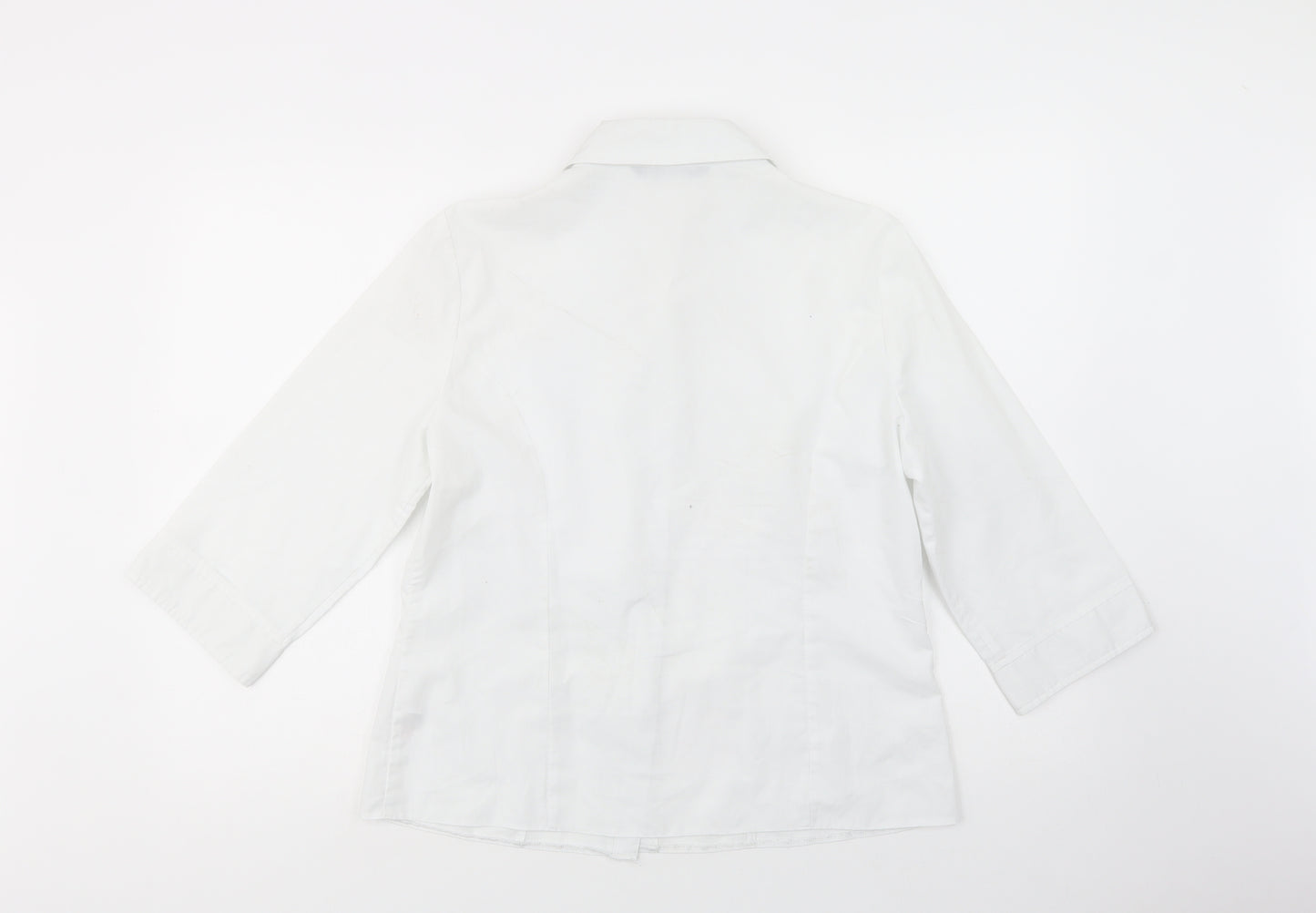 Dunnes Stores Womens White  Polyester Basic Button-Up Size 14 Collared