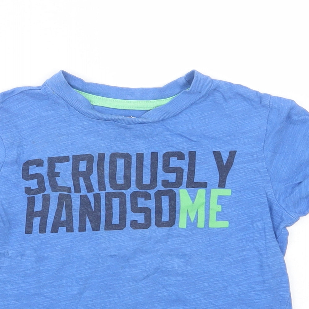 Carter's Boys Blue  Cotton Basic T-Shirt Size 3 Years Crew Neck Pullover - Seriously Handsome