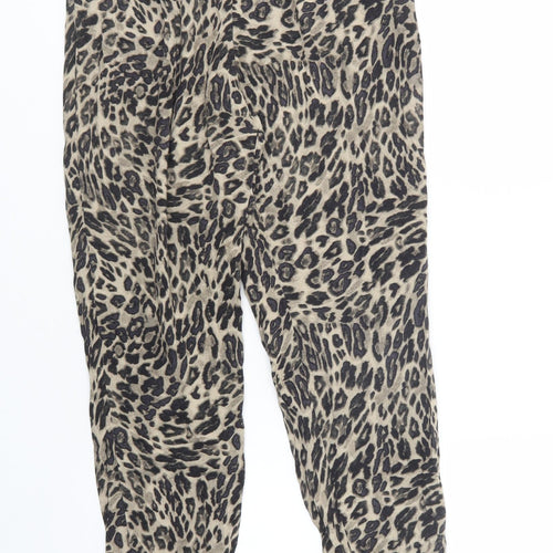 H&M Womens Brown Animal Print Viscose Jegging Trousers Size S L28 in Regular