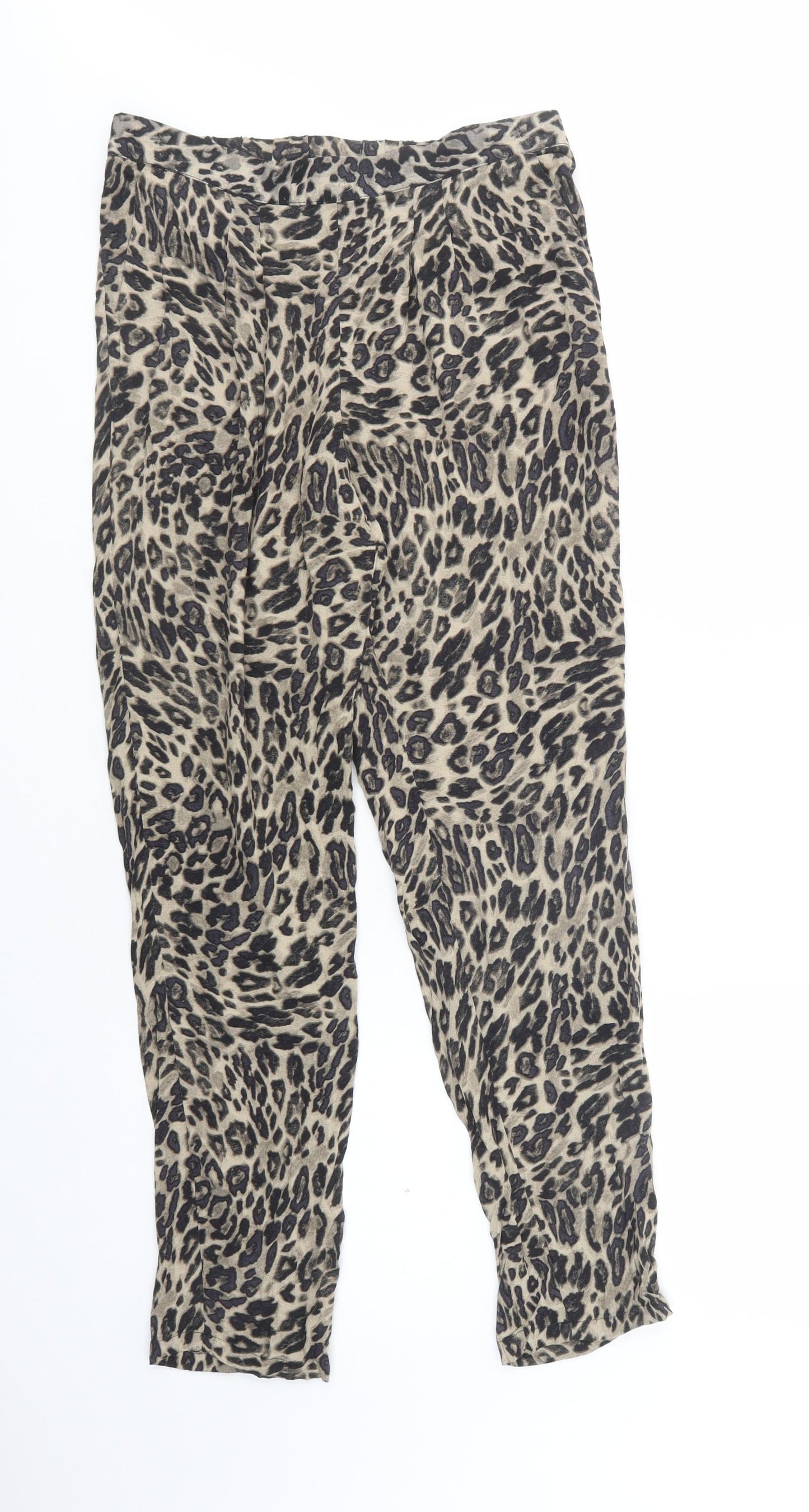 H&M Womens Brown Animal Print Viscose Jegging Trousers Size S L28 in Regular