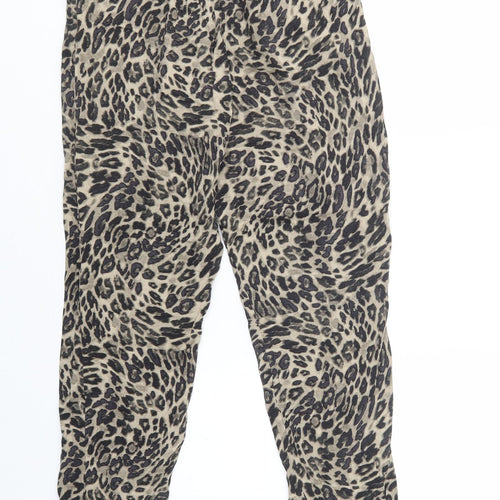 H&M Womens Brown Animal Print Viscose Jegging Trousers Size S L28 in Regular