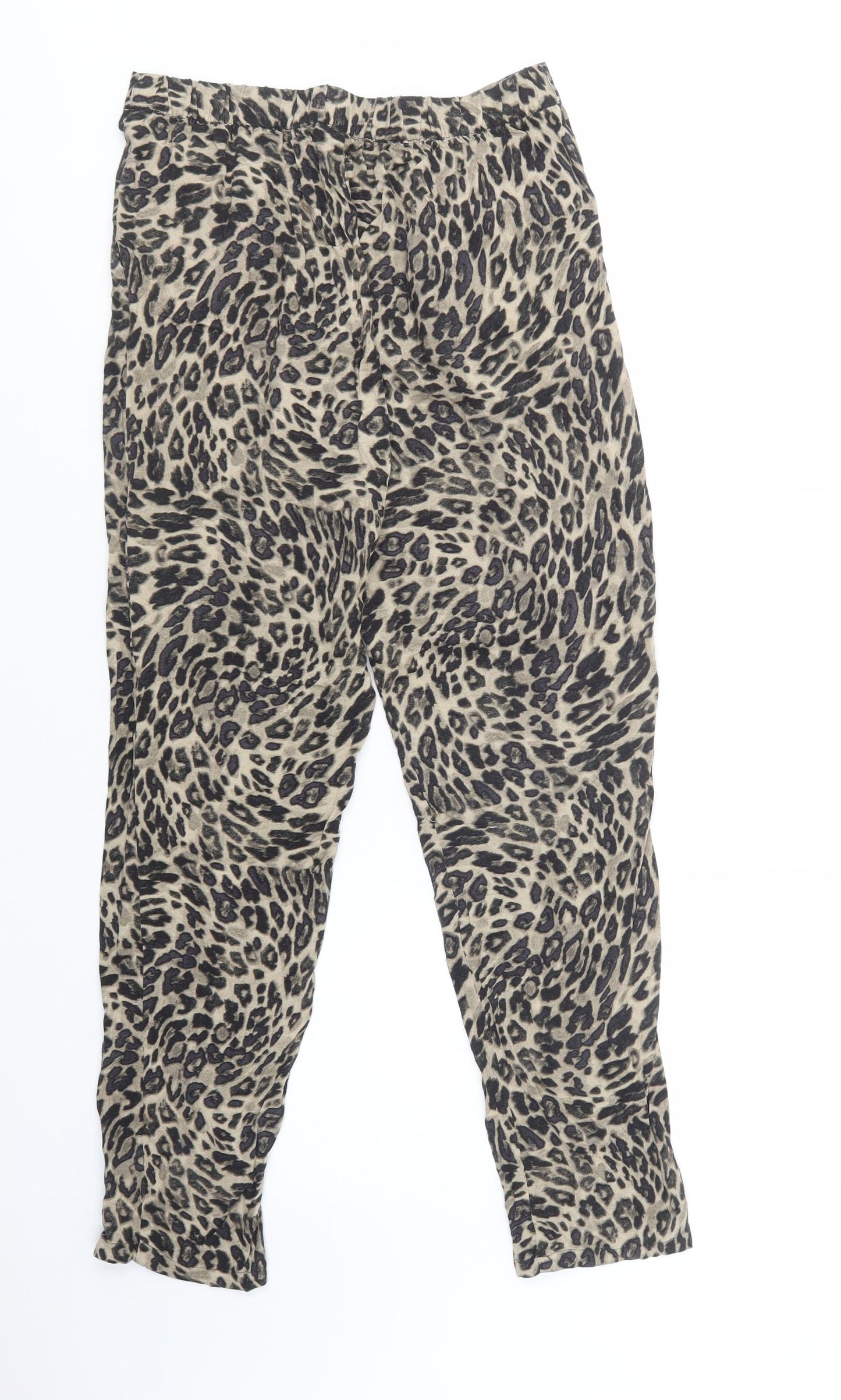 H&M Womens Brown Animal Print Viscose Jegging Trousers Size S L28 in Regular