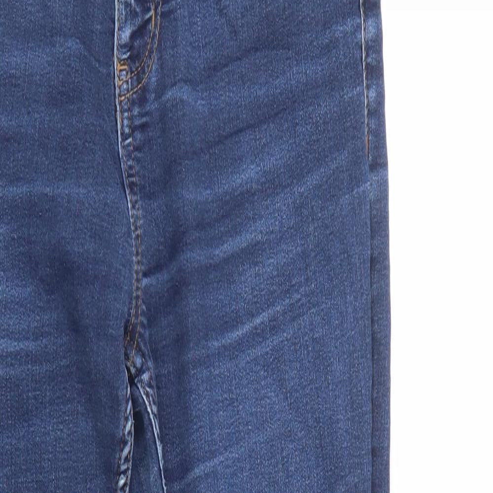 Marks and Spencer Womens Blue  Cotton Skinny Jeans Size 12 L29 in Regular Button