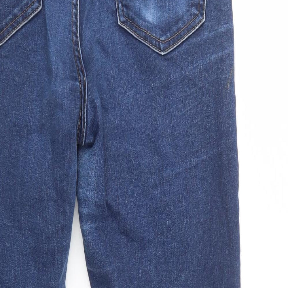 Marks and Spencer Womens Blue  Cotton Skinny Jeans Size 12 L29 in Regular Button