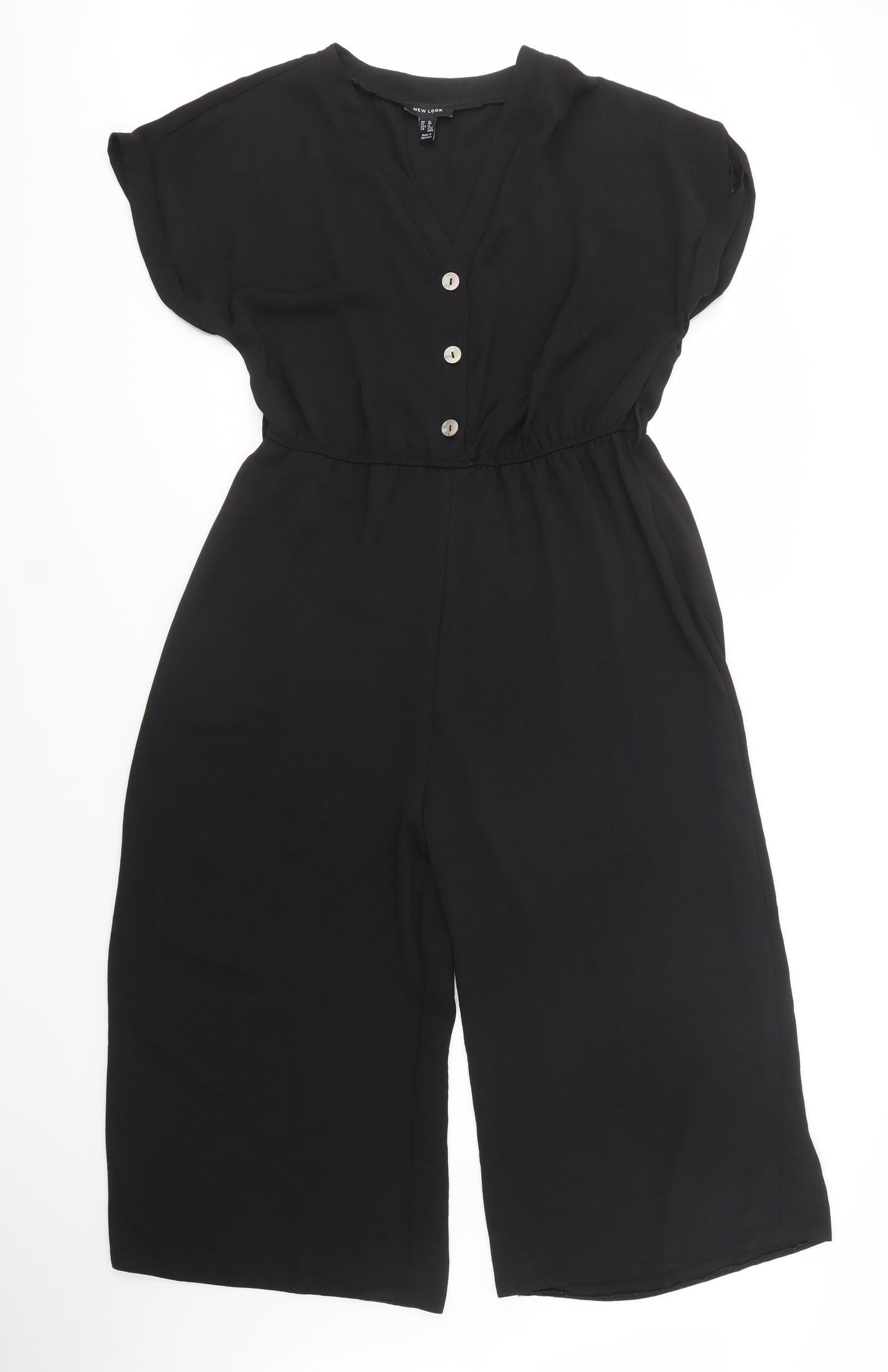 New Look Womens Black  Polyester Jumpsuit One-Piece Size 16 L20 in Button