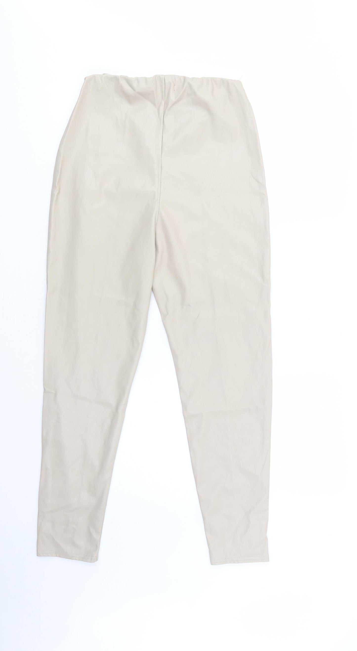 Missguided Womens Beige  Polyester Jegging Leggings Size 14 L27 in   - Faux Leather