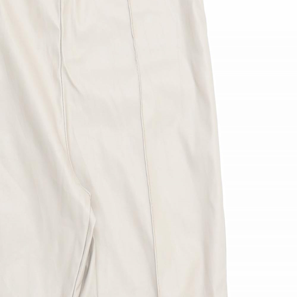 Missguided Womens Beige  Polyester Jegging Leggings Size 14 L27 in   - Faux Leather