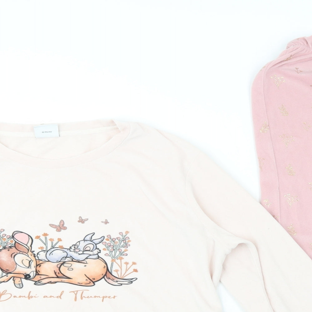 F&F Womens Pink Geometric Polyester Top Pyjama Set Size 12   - Bambi