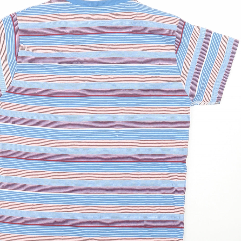 INSIDE Mens Blue Striped Cotton  T-Shirt Size S Crew Neck