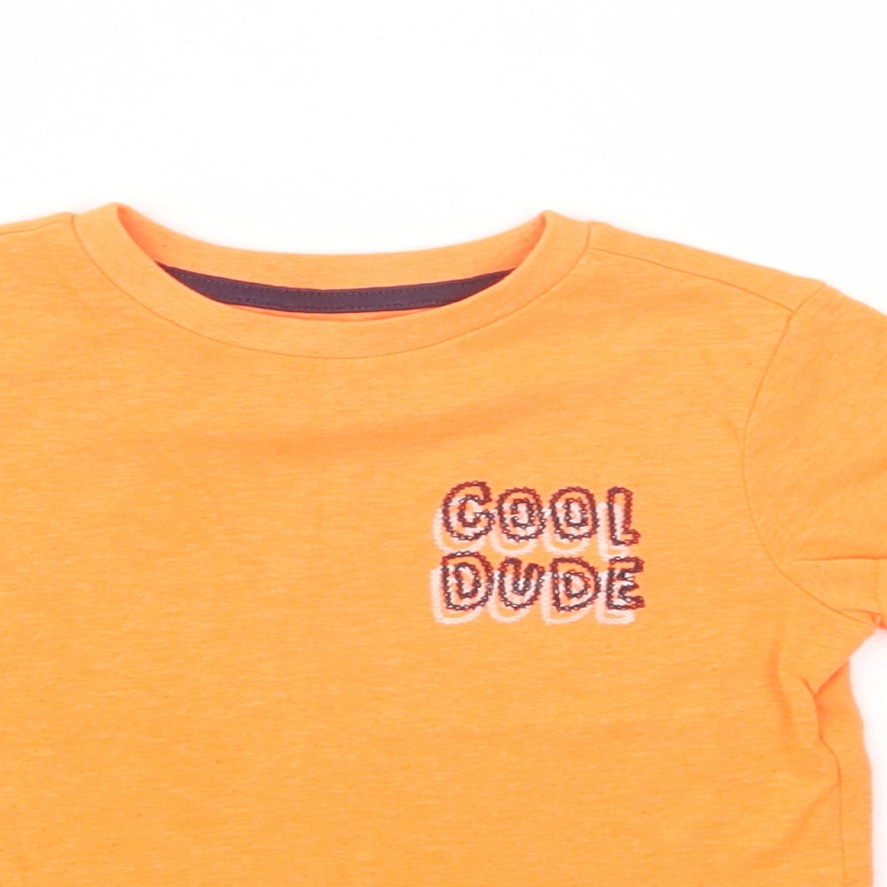 F&F Boys Orange  Polyester Pullover T-Shirt Size 2-3 Years Crew Neck Pullover - Cool Dude