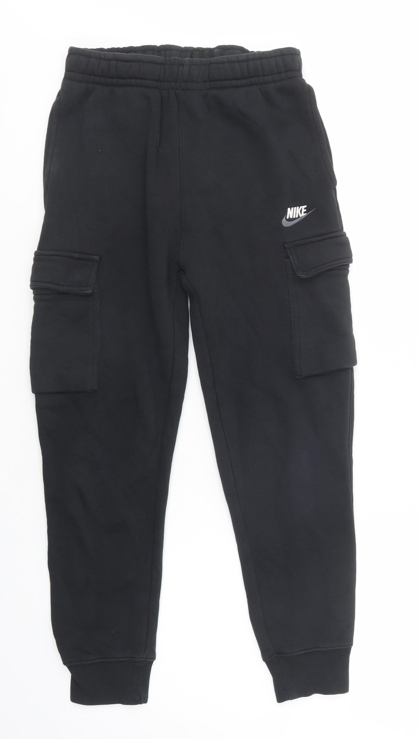 Nike Womens Black  Cotton Jogger Trousers Size XS L26 in Regular Drawstring