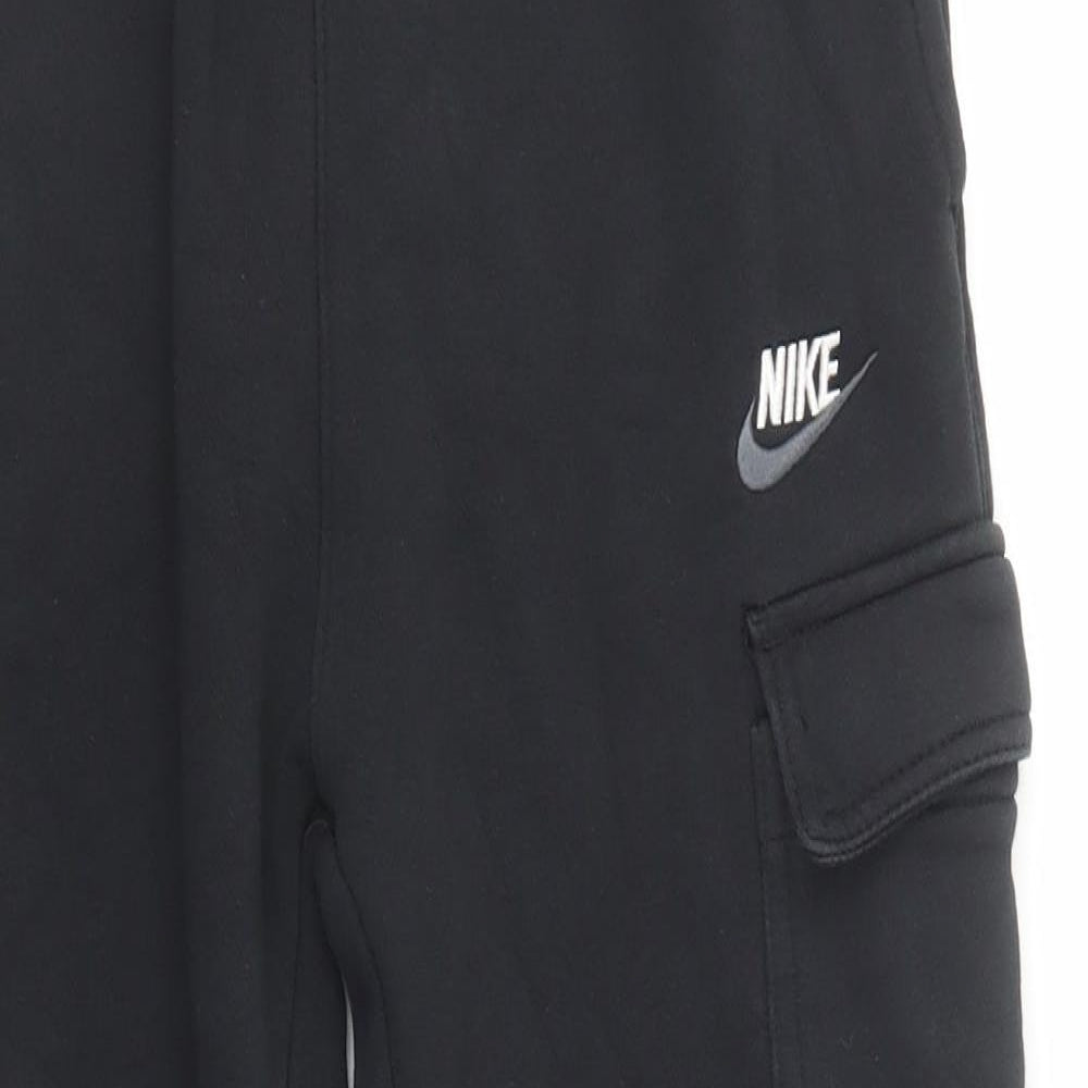 Nike Womens Black  Cotton Jogger Trousers Size XS L26 in Regular Drawstring