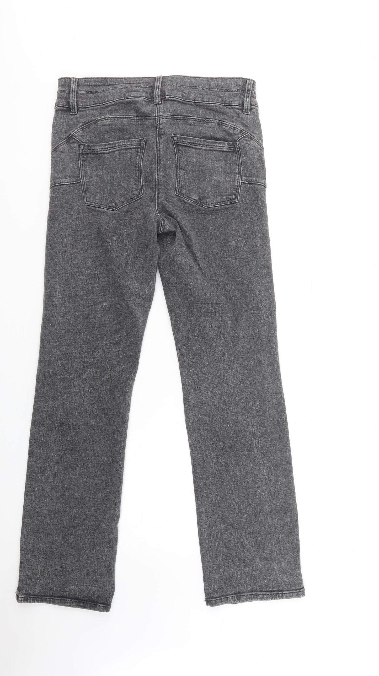 NEXT Womens Grey  Cotton Bootcut Jeans Size 14 L32 in Regular Button
